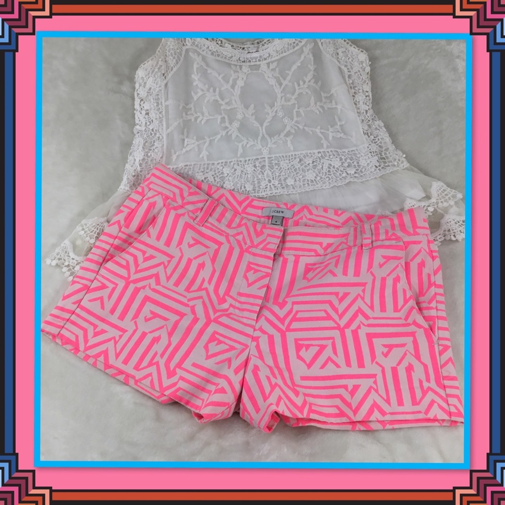 J. CREW PINK AND WHITE PATTERN SHORTS 6